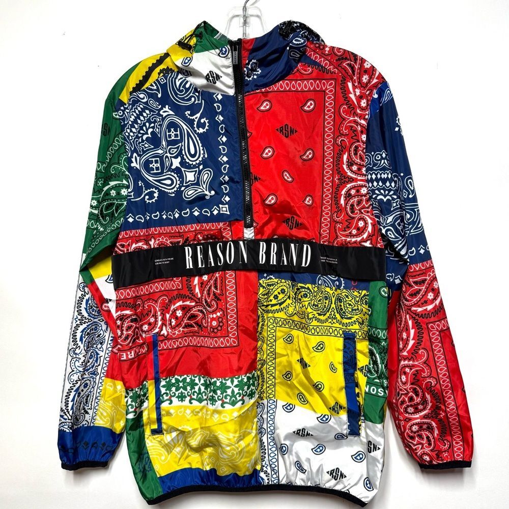 Reason Bandana Print Anorak Jacket Men's Small Half Zip Pullover Multicolor S - Picture 2 of 13